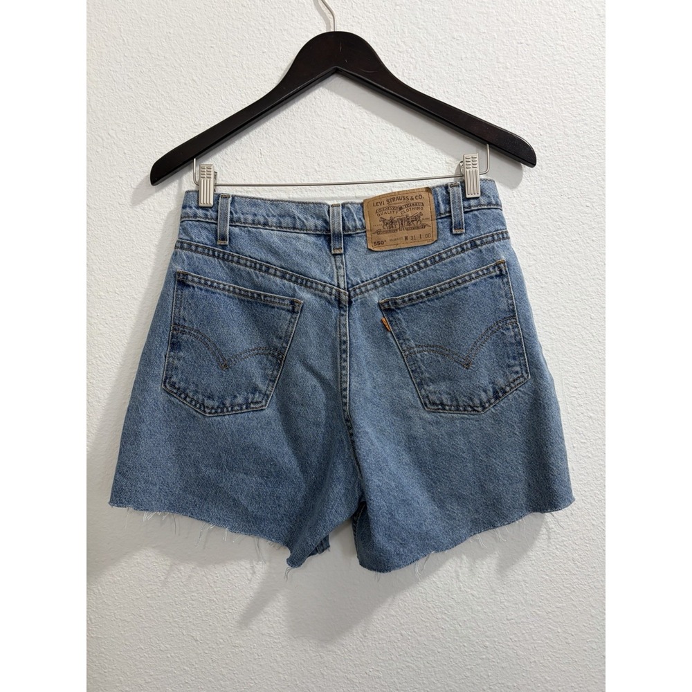 VTG 90s Levi's 550 Orange Tab Shorts Fits Waist 31 High Waist Cut Off Denim Jean